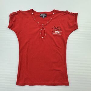 Sturgis 2010 70th Annual Womens Red Rhinestone Tee Shirt Small Motorcycle Biker